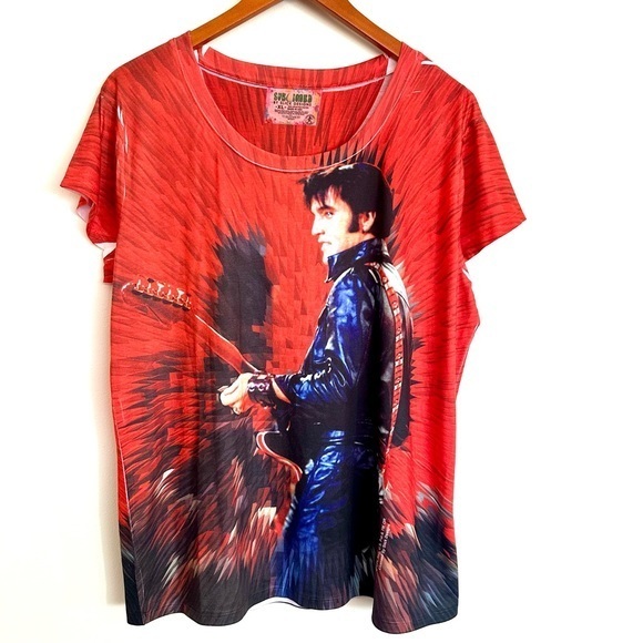 Tops - Elvis Sublimation Dyed ‘68 Red Tshirt Size XL